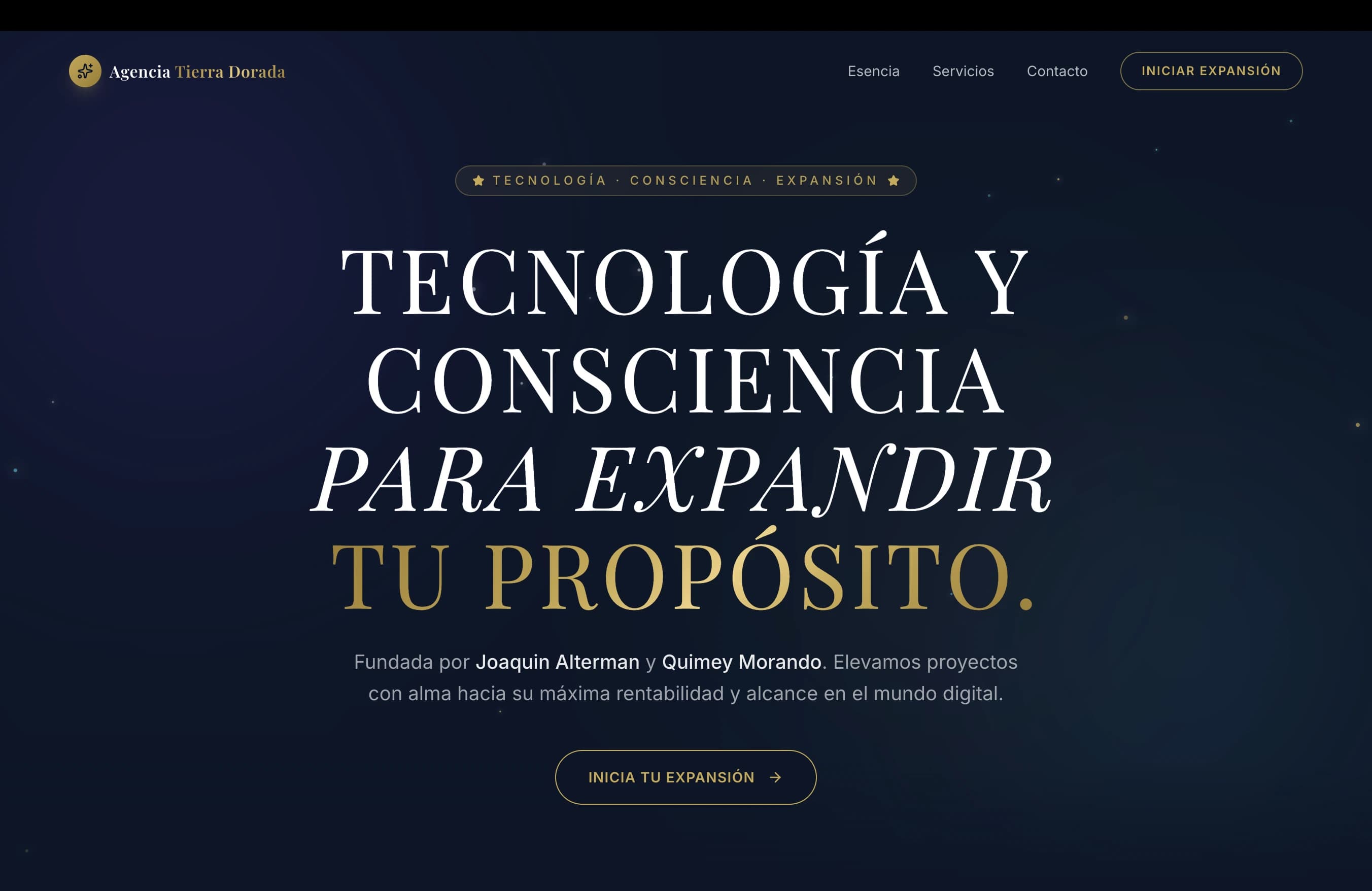 Diseño web para Agencia Tierra Dorada — AGENCIA · TECNOLOGÍA