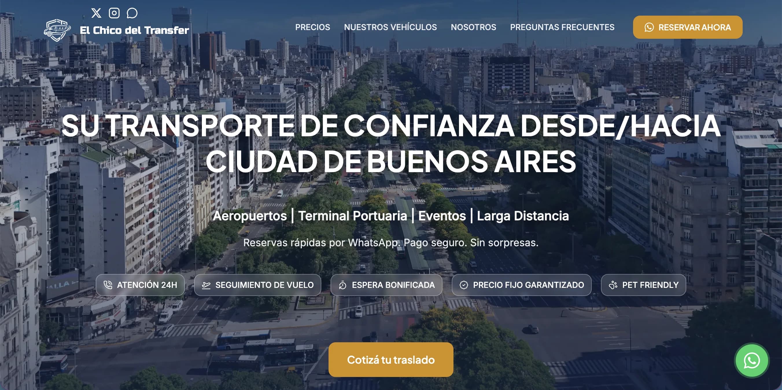 Diseño web para El Chico Del Transfer — Turismo · Transfers