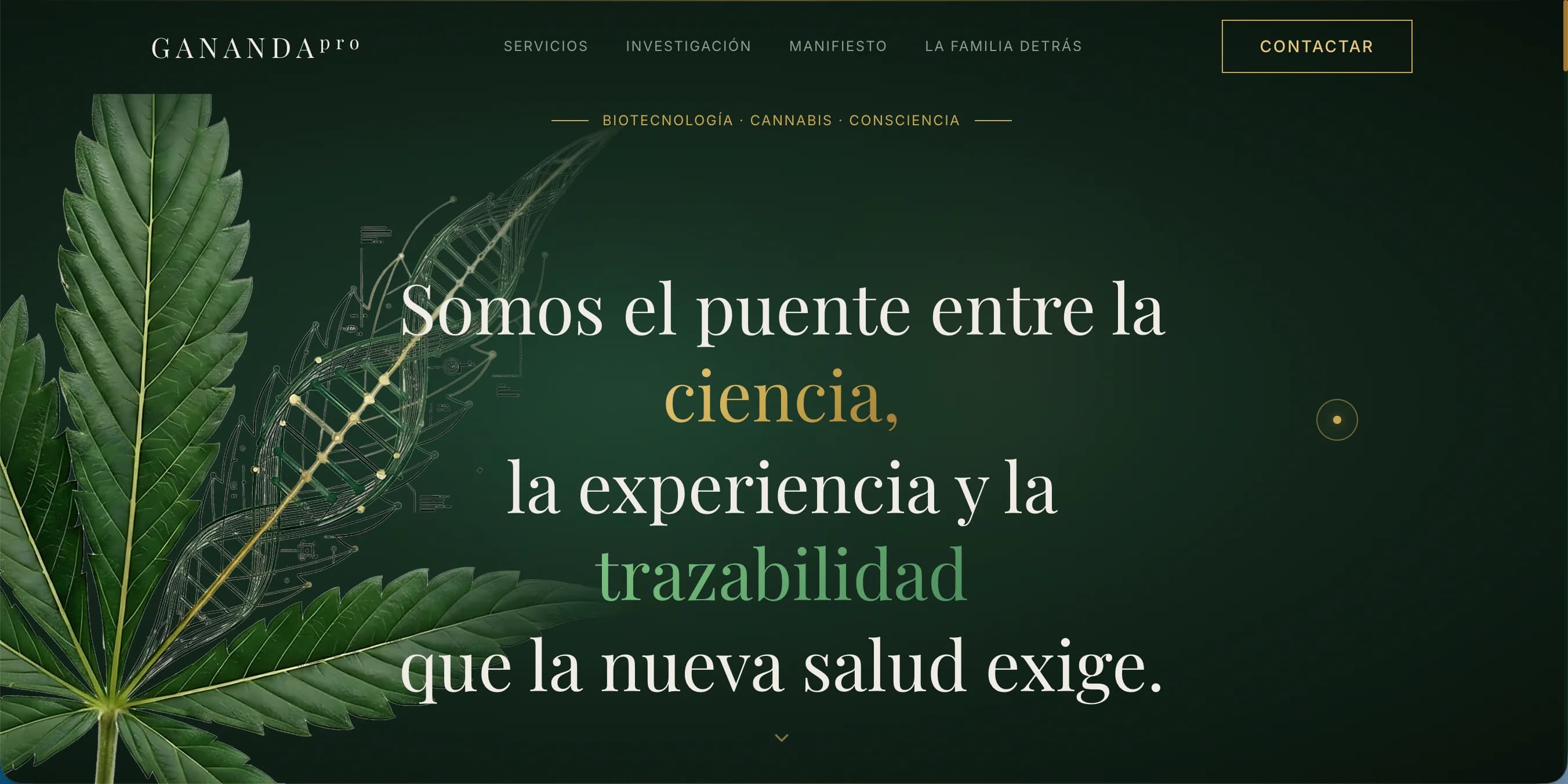 Diseño web para Gananda — Biotecnología · Cannabis