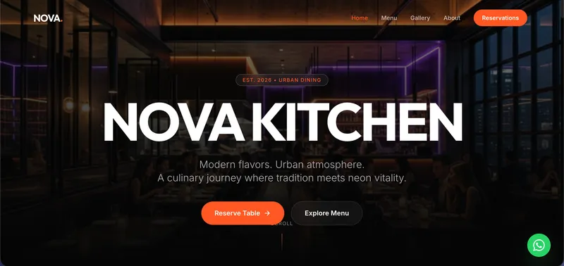 Diseño web para Nova Kitchen — Demo · Gastronomía